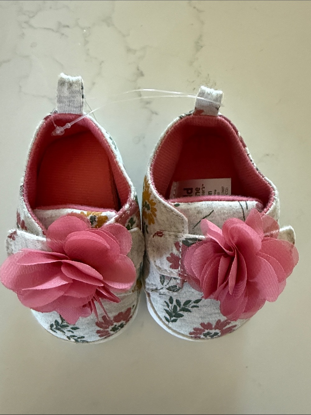 child of mine Floral Canvas Slip-On Baby Shoes with Pink Flower